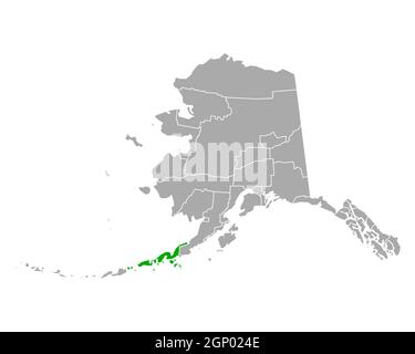 Mappa di Aleutians Est in Alaska Foto Stock