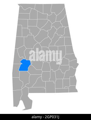 Marengo sulla mappa di Alabama Foto Stock
