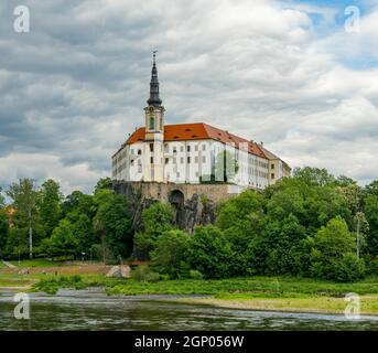 Decin castello nella Boemia settentrionale, Repubblica Ceca Foto Stock