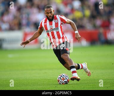 25 settembre 2021 - Brentford / Liverpool - The Premier League - Brentford Community Stadium Brentford's Bryan Mbeumo durante il matc della Premier League Foto Stock