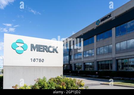 Kirkland, Quebec, Canada - 3 settembre 2021: Sede principale di Merck Canada a Kirkland, Quebec, Canada. Foto Stock
