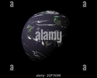 Pianeta isolato su sfondo nero Foto Stock