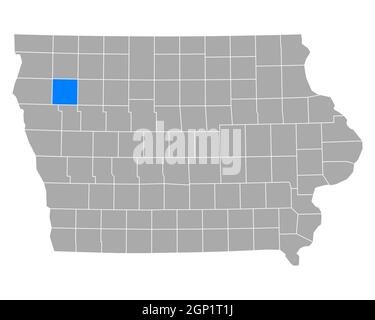 Cherokee sulla mappa di Iowa Foto Stock