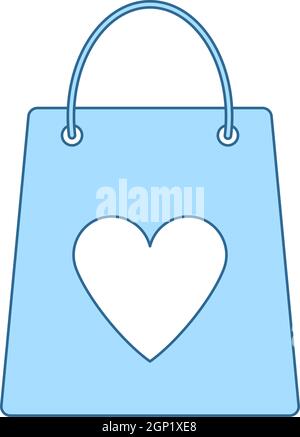 Shopping bag con icona a forma di cuore Illustrazione Vettoriale