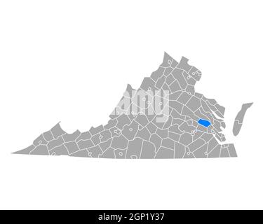 Mappa di New Kent in Virginia Foto Stock