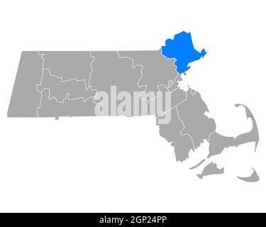 Essex sulla mappa di Massachusetts Foto Stock