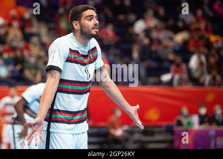 2021-09-27. COLPO DI STATO MONDIALE FIFA FUTSAL LITUANIA 2021. Spagna-Portogallo - 2-4. Foto di Alfredas Pliadis Foto Stock