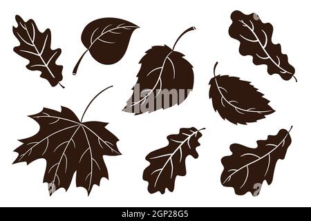 Set di silhouette per le vacanze autunnali. Collezione di piatti tradizionali della zucca del Ringraziamento. Torta di zucca dolce e cupcake ombre per adesivi, inviti, menu e decorazione biglietto d'auguri. Vettore Premium Illustrazione Vettoriale