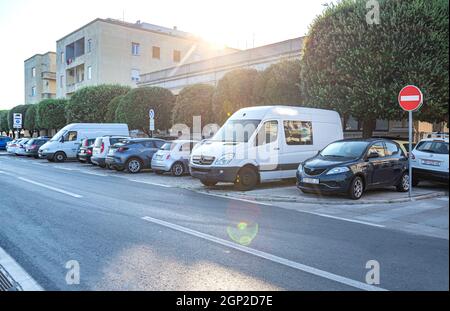 Strade e parcheggi della città di Zara, Croazia. Foto Stock