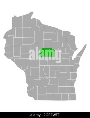 Mappa di Marathon in Wisconsin Foto Stock