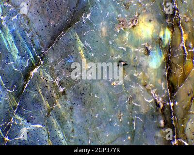 Labradorite con schiller in una macro Foto Stock