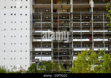 Demolizione dell'edificio UC1, quartiere Parilly, Bron, sobborgo orientale di Lione, Rodano, REGIONE AURA, Francia Foto Stock
