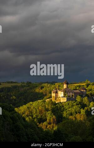 Castello di Sovinec a Nizky Jesenik, Moravia settentrionale, repubblica Ceca Foto Stock