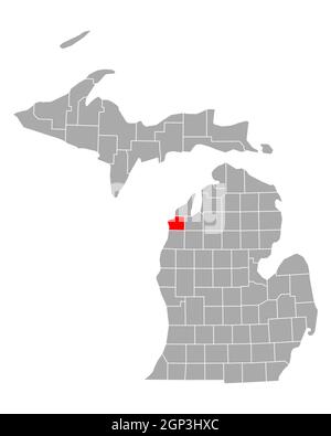 Benzie sulla mappa di Michigan Foto Stock