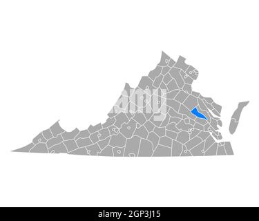 Mappa di King William in Virginia Foto Stock