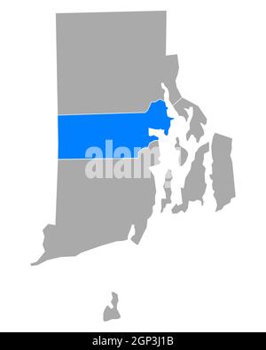 Kent sulla mappa di Rhode Island Foto Stock