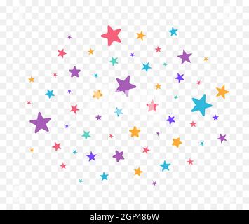 Nuvola di stelle colorate. Scintilla le stelle isolate su sfondo bianco. Illustrazione vettoriale Illustrazione Vettoriale