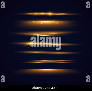 Set di luccicanti scintille e lenti svasate. Luci incandescenti isolate su sfondo trasparente. Illustrazione vettoriale Illustrazione Vettoriale