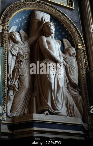 Ecce Homo da Antoine Etex nella Cappella delle Anime del Purgatorio, Saint Eustache chiesa a Parigi, Francia Foto Stock