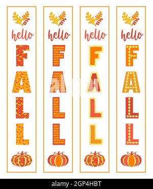 Ciao Fall Home Front Porch verticale segno set Illustrazione Vettoriale