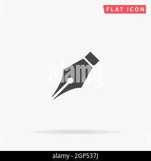 Icona vettore piatto penna inchiostro. Illustrazioni di disegno di stile disegnate a mano. Illustrazione Vettoriale