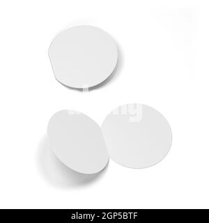 Brochure rotonda doppia in bianco. illustrazione 3d isolata su sfondo bianco Foto Stock