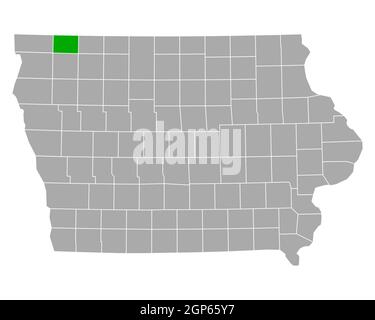 Osceola sulla mappa di Iowa Foto Stock