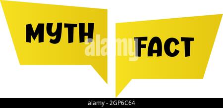 Miti e fatti segno. Design dell'intestazione Miti vs fatti. I fatti veri o falsi sono una bolla. Design di striscioni per qualsiasi scopo. Illustrazione Vettoriale