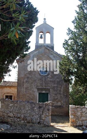 Chiesa degli Angeli del Santo Guardiano a Lun, Croazia Foto Stock