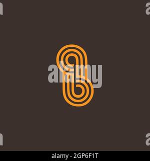 Logo creativo minimo AB o BA con effetto spazio negativo Illustrazione Vettoriale