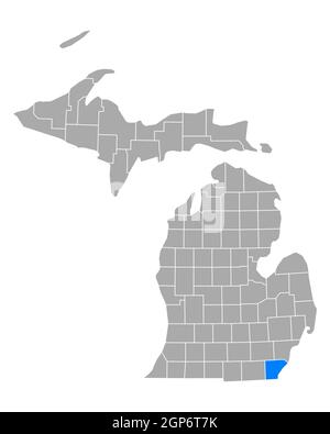 Monroe sulla mappa di Michigan Foto Stock