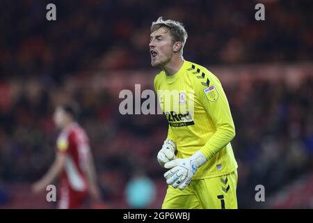 MIDDLESBROUGH, REGNO UNITO. 28 SETTEMBRE Joe Lumley di Middlesbrough durante la partita del campionato Sky Bet tra Middlesbrough e Sheffield United al Riverside Stadium di Middlesbrough martedì 28 settembre 2021. (Credit: Mark Fletcher | MI News) Credit: MI News & Sport /Alamy Live News Foto Stock