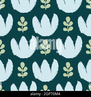 Modello senza cuciture con fiori disegnati a mano. Disegno vettoriale. Illustrazione Vettoriale