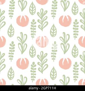 Modello senza cuciture con fiori disegnati a mano. Disegno vettoriale. Illustrazione Vettoriale