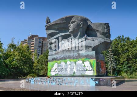 Monument, Ernst Thaelmann, Prenzlauer Berg, Berlino, Thaelmannpark, Germania Foto Stock