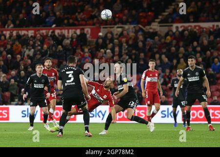 MIDDLESBROUGH, REGNO UNITO. 28 SETTEMBRE Andraz Sporar di Middlesbrough durante la partita del campionato Sky Bet tra Middlesbrough e Sheffield United al Riverside Stadium di Middlesbrough martedì 28 settembre 2021. (Credit: Mark Fletcher | MI News) Credit: MI News & Sport /Alamy Live News Foto Stock