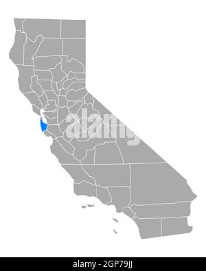 San Mateo sulla mappa di California Foto Stock