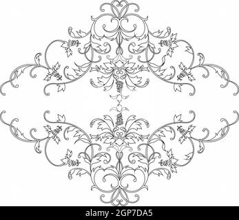 Kalocsai Black Embroidery Ungherese Floral Folk Art Long Patterns Stock Illustration Foto Stock