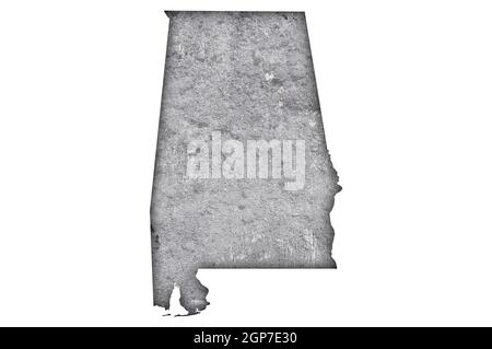 Mappa di Alabama su cemento stagionato Foto Stock