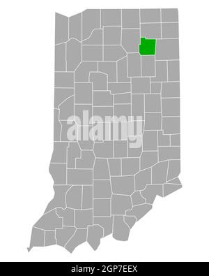 Whitley sulla mappa di Indiana Foto Stock