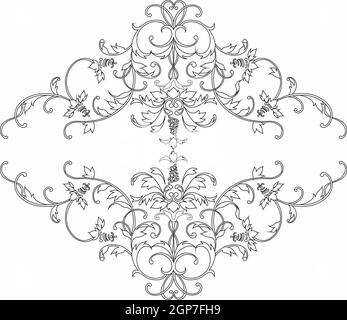 Kalocsai Black Embroidery Ungherese Floral Folk Art Long Patterns Stock Illustration Foto Stock