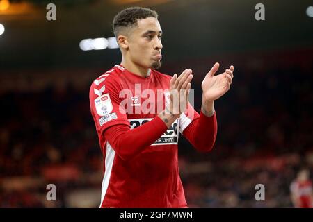 MIDDLESBROUGH, REGNO UNITO. 28 SETTEMBRE Marcus Tavernier di Middlesbrough durante la partita del campionato Sky Bet tra Middlesbrough e Sheffield United al Riverside Stadium di Middlesbrough martedì 28 settembre 2021. (Credit: Mark Fletcher | MI News) Credit: MI News & Sport /Alamy Live News Foto Stock