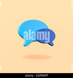 Due forme di bolla di voce blu su sfondo giallo piatto con Ombreggiare l'illustrazione 3D Foto Stock
