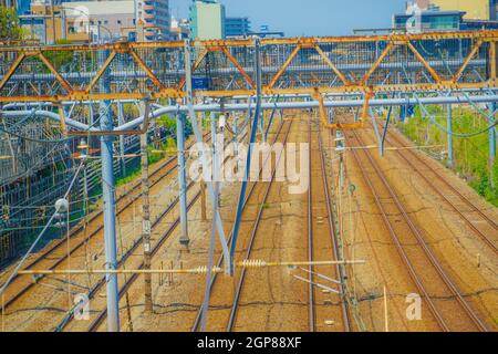 Gruppo di linee che conduce alla Stazione di Yokohama. Luogo di tiro: Yokohama-città prefettura di kanagawa Foto Stock