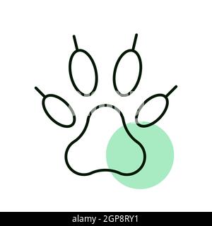 Icona vettore di zampa predatoria. Cartello animali domestici. Simbolo grafico per siti Web e applicazioni per animali domestici e veterinari, design, logo, app, interfaccia utente Foto Stock