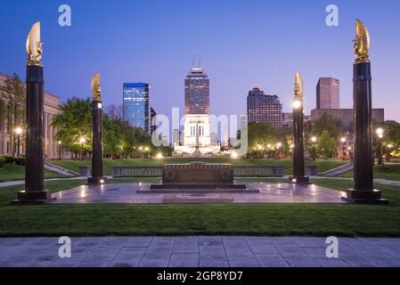 American Legion Mall at Sunset - Indianapolis - Indiana Foto Stock