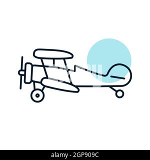 Icona vettore piano aereo leggero. Simbolo grafico per siti web di viaggi e turismo e applicazioni design, logo, app, UI Foto Stock