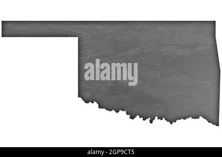 Mappa di Oklahoma su ardesia scura Foto Stock