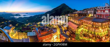 Vista dall'alto della vecchia strada di Jiufen a Taipei Taiwan Foto Stock