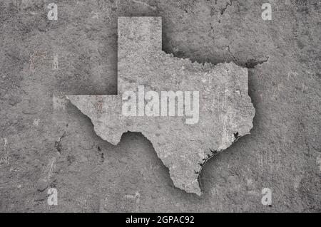 Mappa del Texas su cemento intemperie Foto Stock
